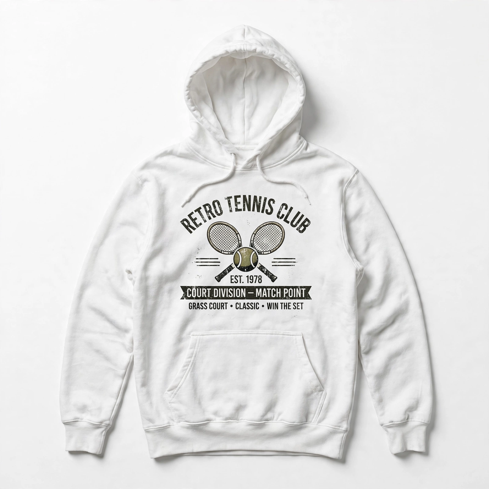 Vintage Tennis Hoodie – Retro Court Style Pullover Sweatshirt