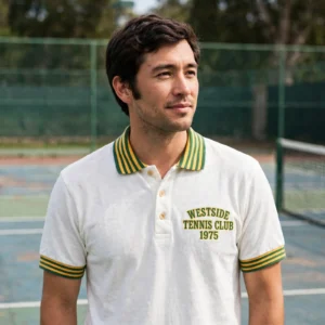 Alternative view of Vintage Tennis Jersey – Retro Stripe Design, Custom Team Name