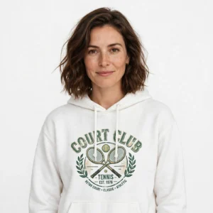 Alternative view of Vintage Tennis Hoodie – Retro Court Style Pullover Sweatshirt